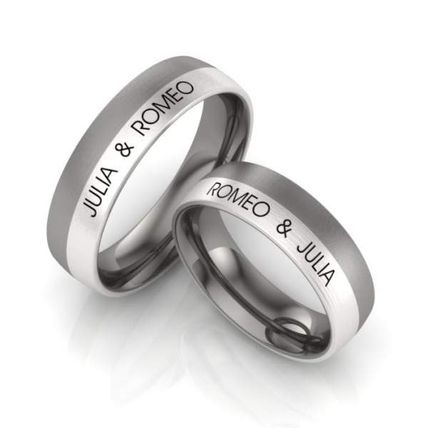 Verlobungsringe Titan Silber Gravur ID1071