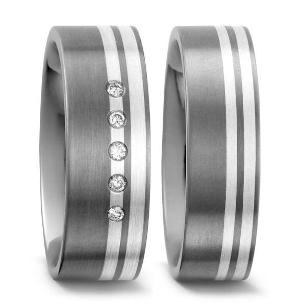 Trauringe Silber Brillanten Titan Factory 51045