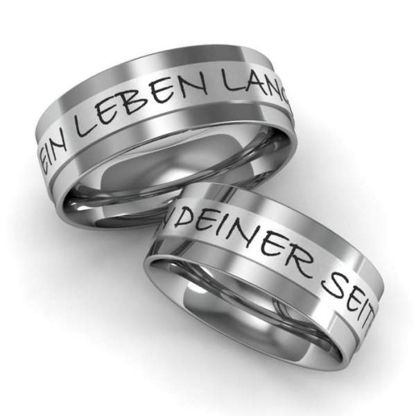 Verlobungsringe mit Edelstahl und Silber und einer individuellen Aussengravur ID659