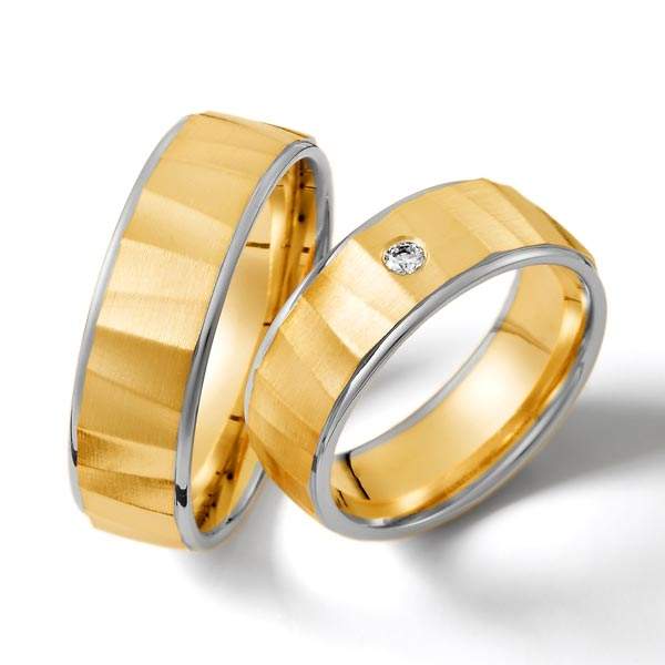 Trauringe Gelbgold Platin Brillant Weidner 62154