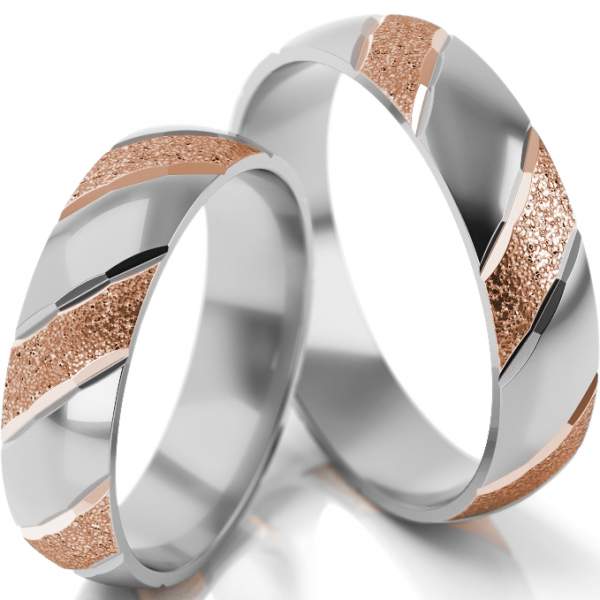 Trauringe Weissgold-Rotgold (333) ohne Steine