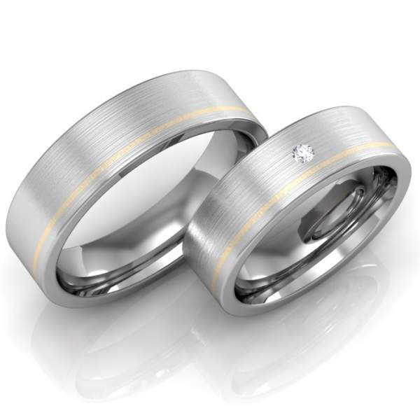 Verlobungsringe Edelstahl Gold Brillant ID677