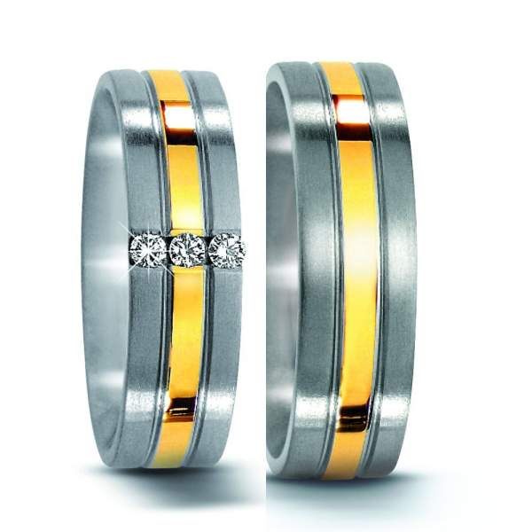 Trauringe Edelstahl Gelbgold Brillanten Titan Factory 50962_ES