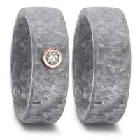 Trauringe Carbon grau Rotgold (585) mit Brillant 0,07 ct. Trauringe Carbon grau Rotgold (585) mit Brillant 0,07 ct.