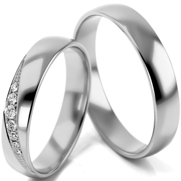 Trauringe Weissgold (333) mit Brillant 0,9 ct.