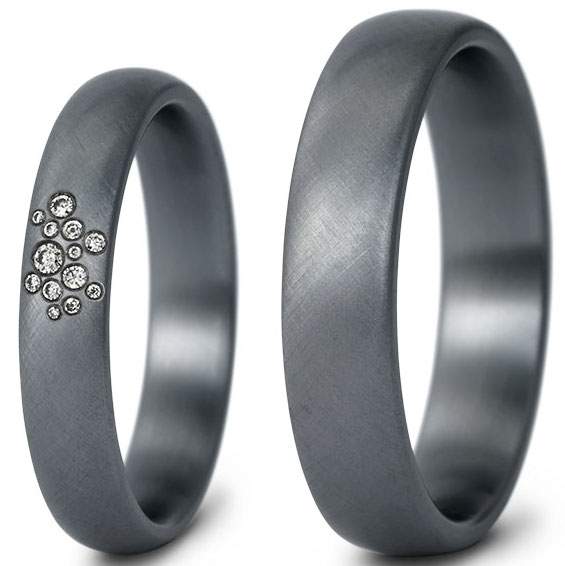 Tantal Trauringe mit Brillant 0,052ct - Eleganz Pur