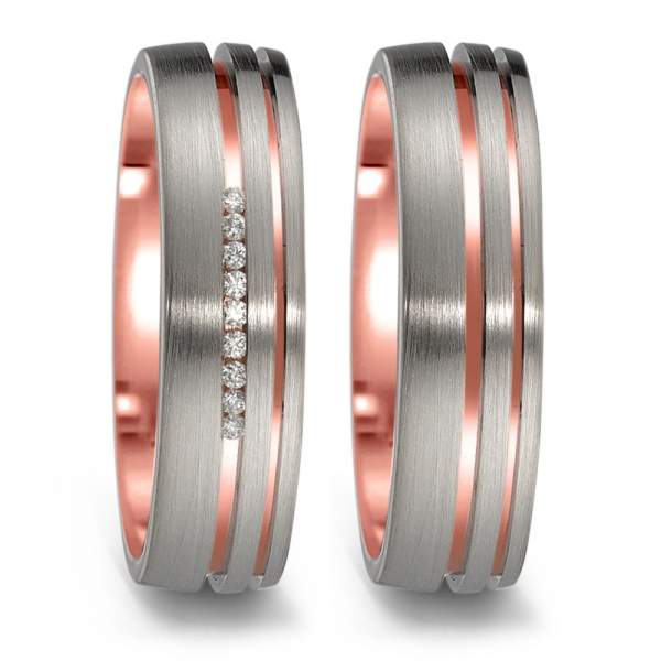 Trauringe Rotgold Weißgold Brillant Weidner 76024