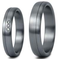 Tantal Eheringe mit Fuge und Brillant 0,014ct Tantal Eheringe mit Fuge und Brillant 0,014ct
