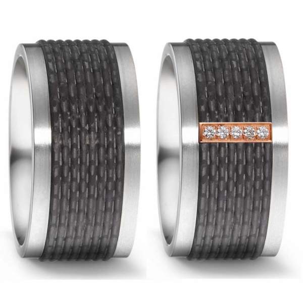 Trauringe Rotgold Carbon Brillant Titan Factory 52543