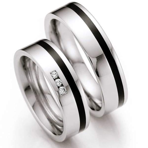 Trauringe aus Edelstahl Keramik mit Brillanten Artikelnummer 88/01420
