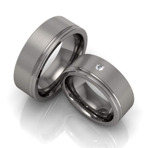 Titanringe breit mit Steinbesatz