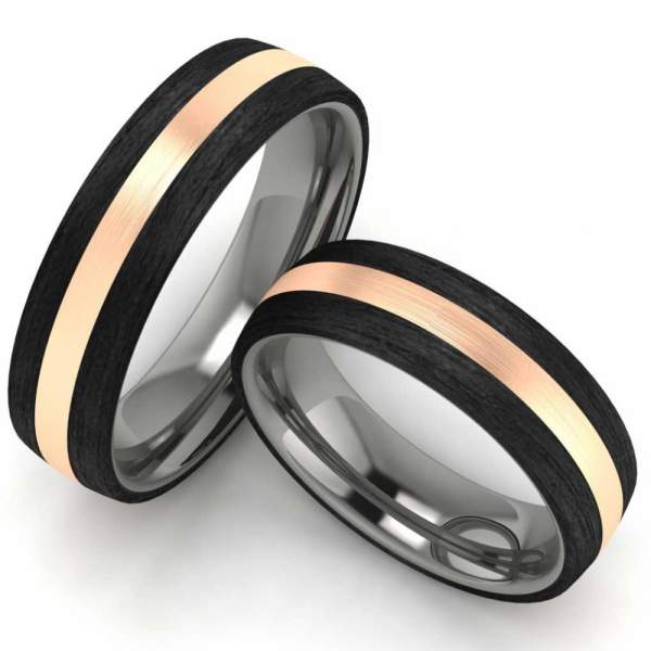 Trauringe Carbon Titan Rotgold TS1979