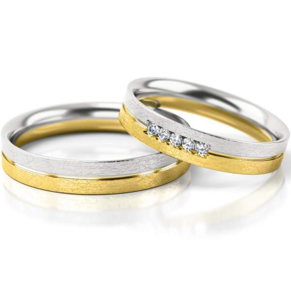 Trauringe Gelbgold-Weissgold (333) mit Brillant 0,075 ct.