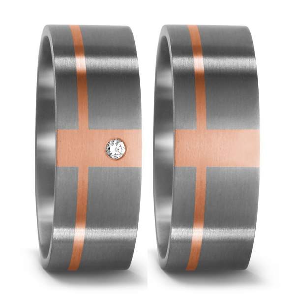 Trauringe Rotgold Brillanten Titan Factory 50934