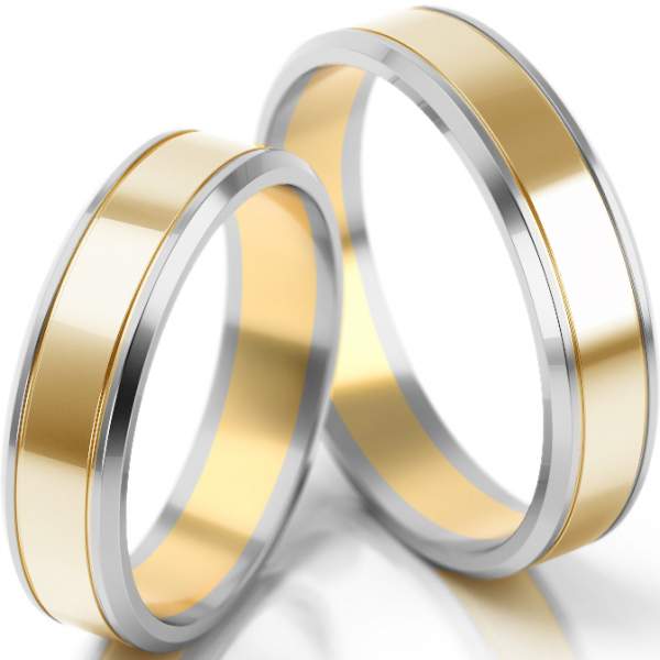 Trauringe Weissgold-Gelbgold (333) ohne Steine