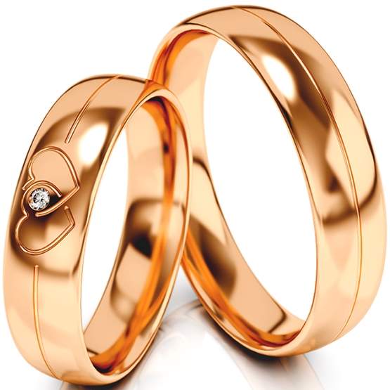 Trauringe Rotgold (333) mit Brillant 0,01 ct.