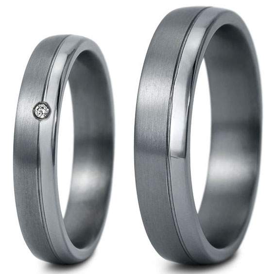 Tantal Trauringe mit Brillant 0,015ct