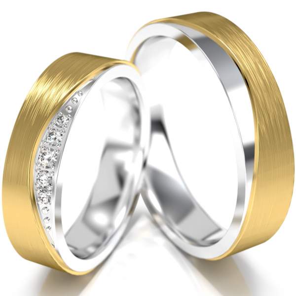 Trauringe Gelbgold-Weissgold (333) mit Brillant 0,065 ct.