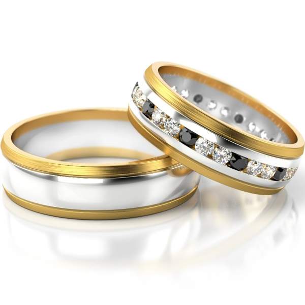 Trauringe Gelbgold-Weissgold (333) mit Brillant 0,87 ct.