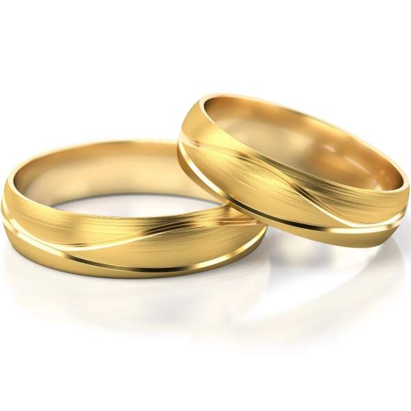 Trauringe Gelbgold (333) ohne Steine mit zwei Fugen im Wellendesign