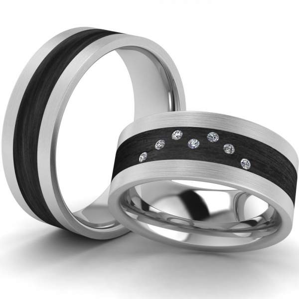 Breite Verlobungsringe Carbon Edelstahl