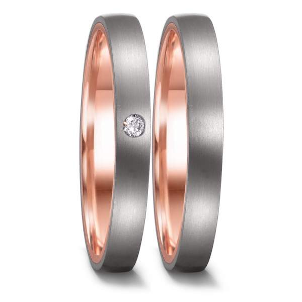 Trauringe Titan Rotgold (585) mit Brillant 0,02 ct.