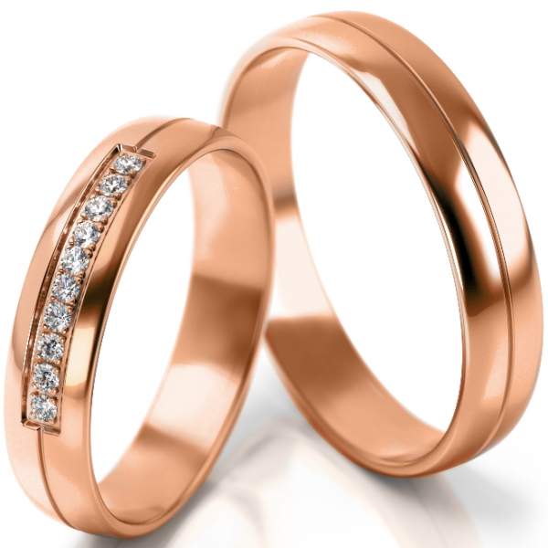 Trauringe Rotgold (333) mit Brillant 0,1 ct.