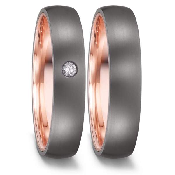 Trauringe Tantal Rotgold (585) mit Brillant 0,04 ct.