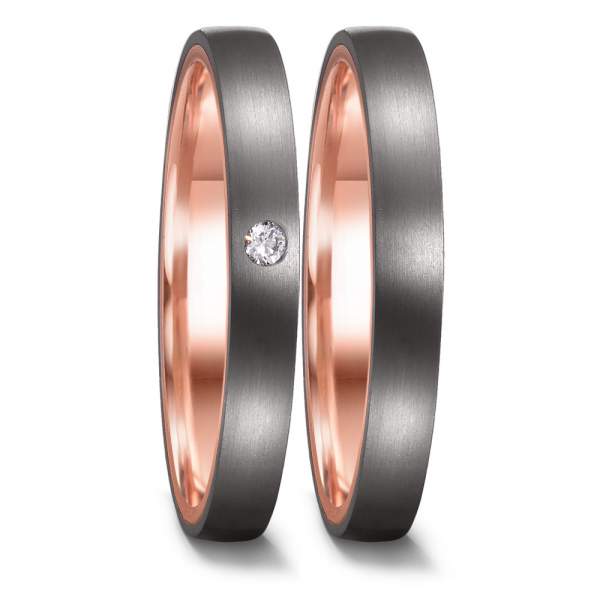 Trauringe Tantal Rotgold (585) mit Brillant 0,02 ct.