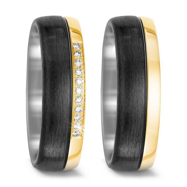 Trauringe Gelbgold Carbon Brillant Titan Factory 52473