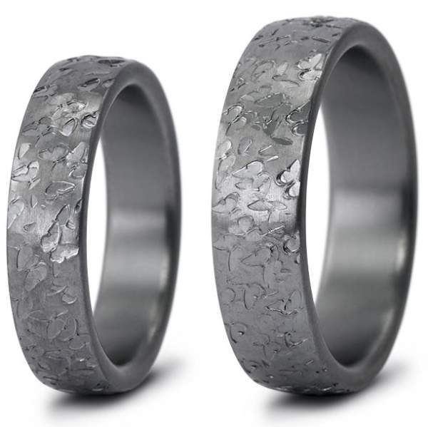 Tantal Partnerringe mit Struktur Schmetterring